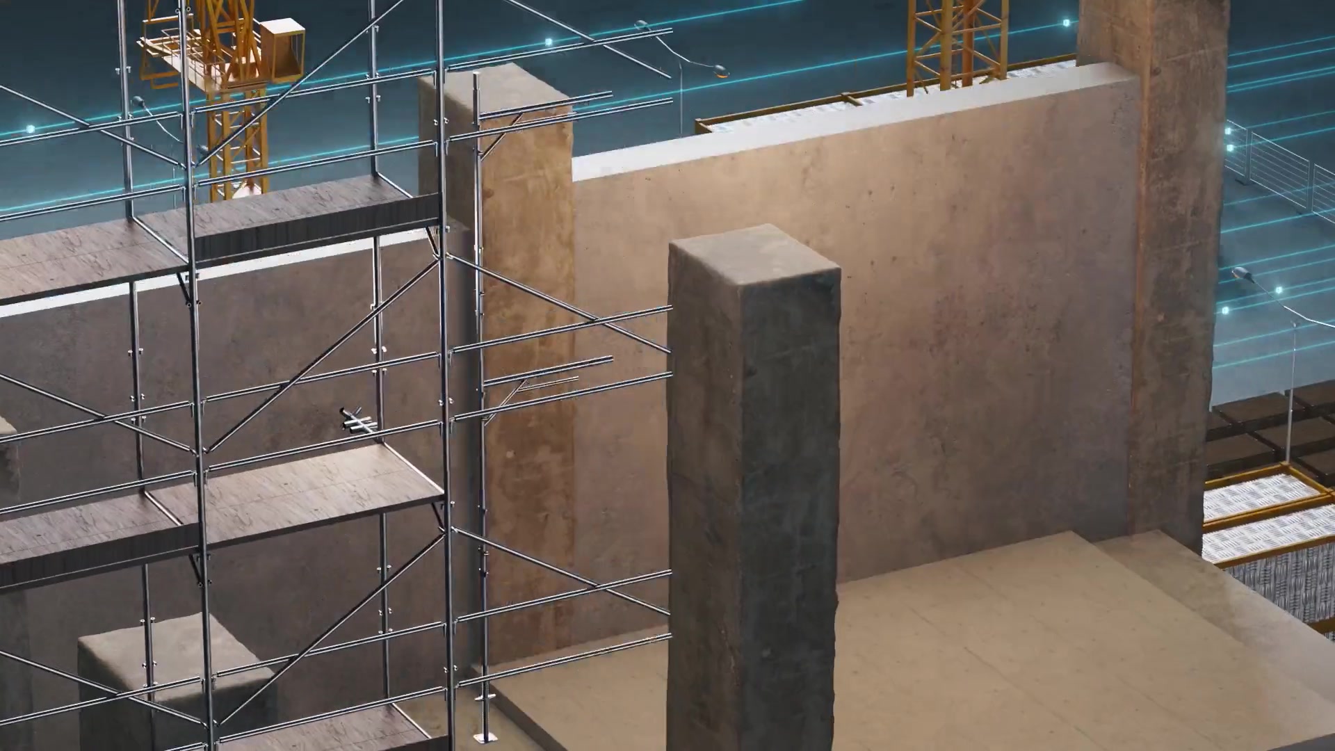 Nornickel IT Platform — Concrete and scaffolding put digital connections at human scale.